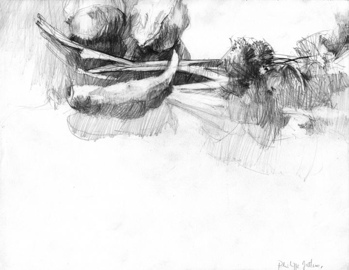 Drawing titled "Nature morte aux lé…" by Philippe Juttens, Original Artwork, Pencil