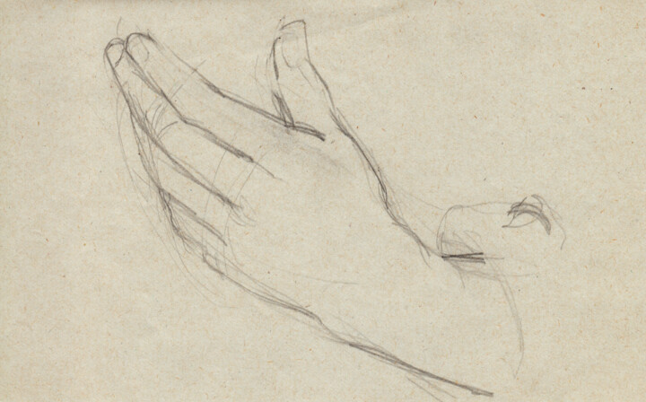 Dessin intitulée "Étude de main" par Philippe Juttens, Œuvre d'art originale, Crayon