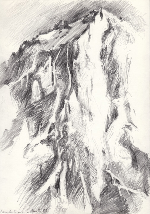 Drawing titled "Barre des Écrins (f…" by Philippe Juttens, Original Artwork, Pencil