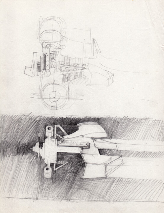 Zeichnungen mit dem Titel "Mécanique de Formul…" von Philippe Juttens, Original-Kunstwerk, Bleistift