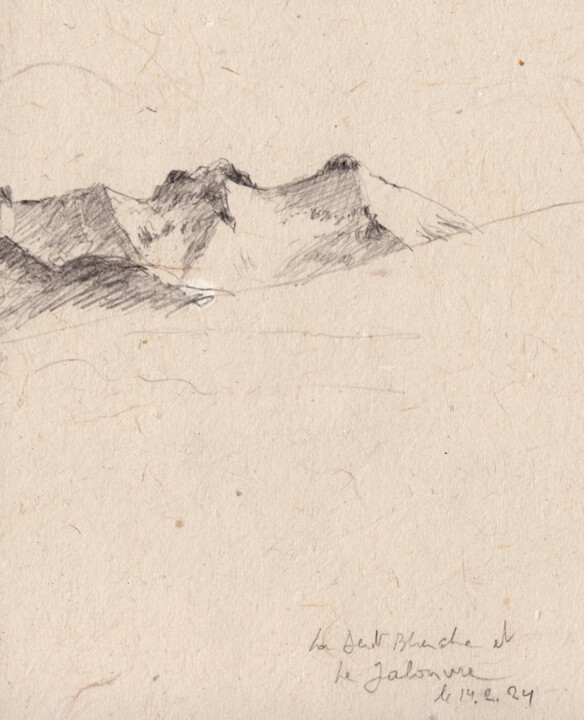 Zeichnungen mit dem Titel "La pointe Blanche e…" von Philippe Juttens, Original-Kunstwerk, Bleistift