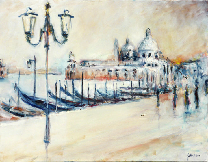 Painting titled "Venise, la Sallute…" by Philippe Juttens, Original Artwork, Oil
