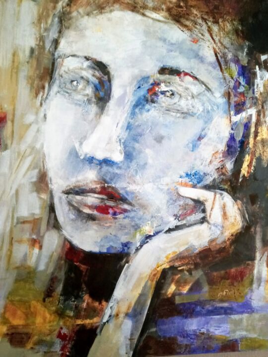Painting titled "Face" by Juvenal Barbosa, Original Artwork, Acrylic