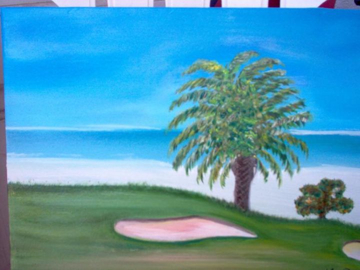 Pintura intitulada "Campo de Golfe" por José Cabeça, Obras de arte originais