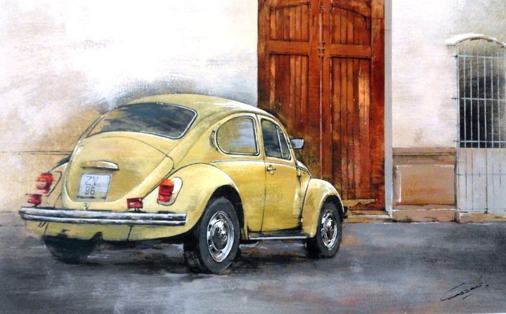 Painting titled "Beetle IV" by Jose Vicente Cascales Mascarell, Original Artwork, Oil