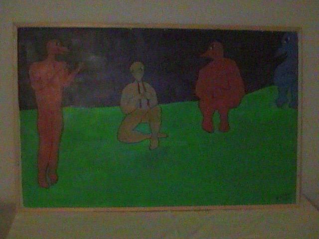 Painting titled "Bird men Melody" by Doc Willy, Original Artwork