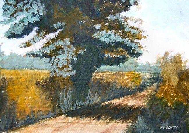 Pintura intitulada "Country Walk" por John Woodruff, Obras de arte originais