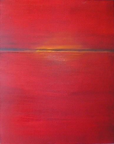 Painting titled "Red Sunset" by John Woodruff, Original Artwork