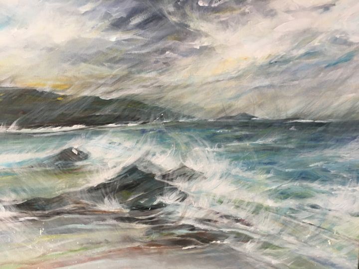 Painting titled "Seascape 1" by Julie Bateman, Original Artwork, Acrylic
