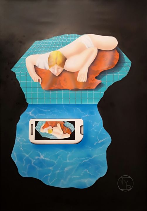 Peinture intitulée "Narcisse - dernière…" par Jyb Le Peintre, Œuvre d'art originale, Aquarelle