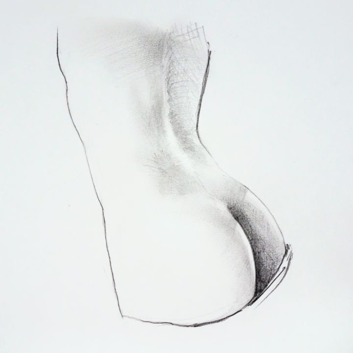 Dessin intitulée "Dos nu ou" par Jean Yves Delalande, Œuvre d'art originale, Crayon
