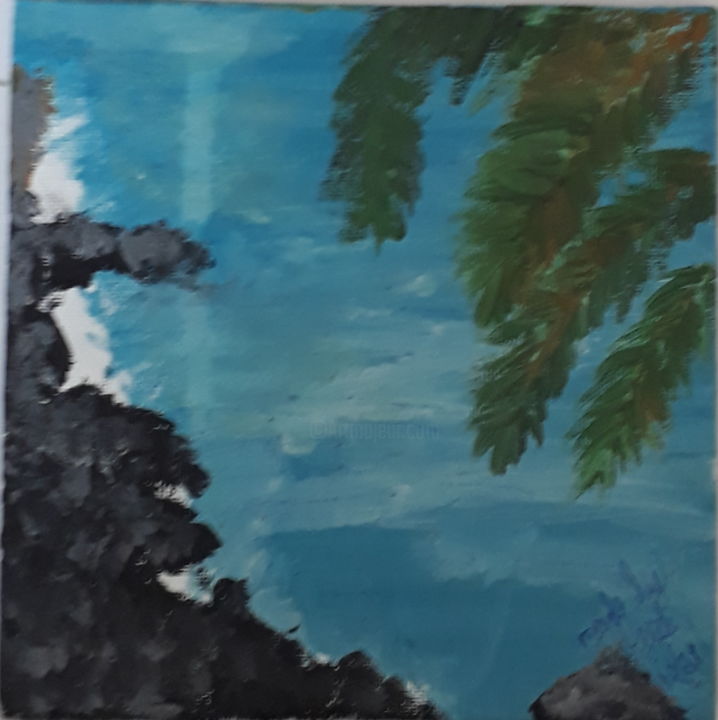 Painting titled "Beach" by Geet Bebo, Original Artwork, Acrylic