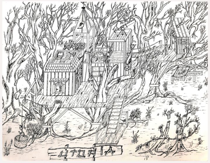 Zeichnungen mit dem Titel "Utopia A chacun sa…" von Jean-François Albert, Original-Kunstwerk, Tinte