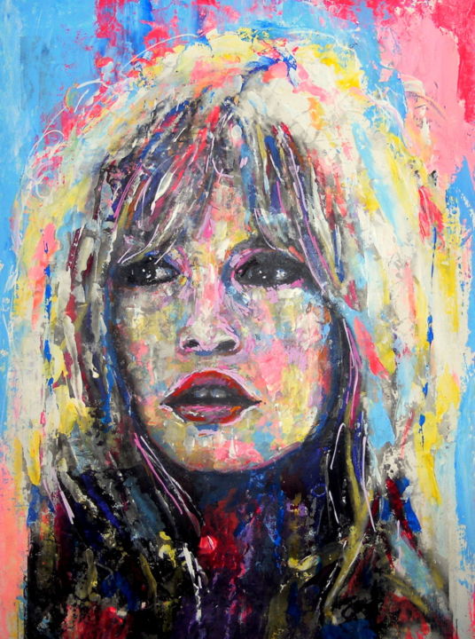 Malerei mit dem Titel "Brigitte Bardot" von Jy Rendo, Original-Kunstwerk, Acryl