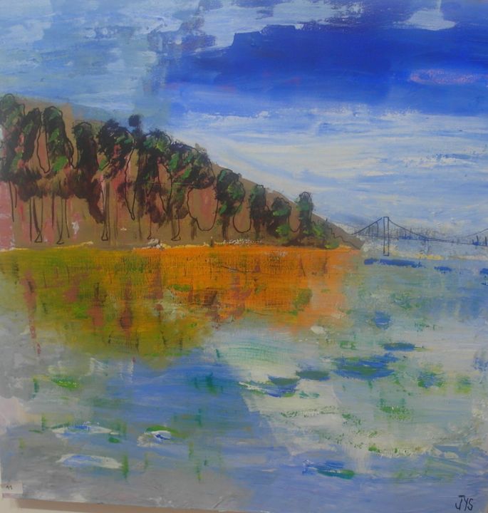 Painting titled "Ile de Loire" by Jys, Original Artwork, Acrylic