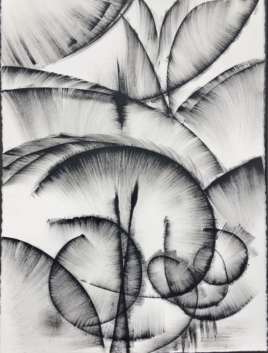 Black and White Abstract Drawing 2 Drawing by Khrystyna