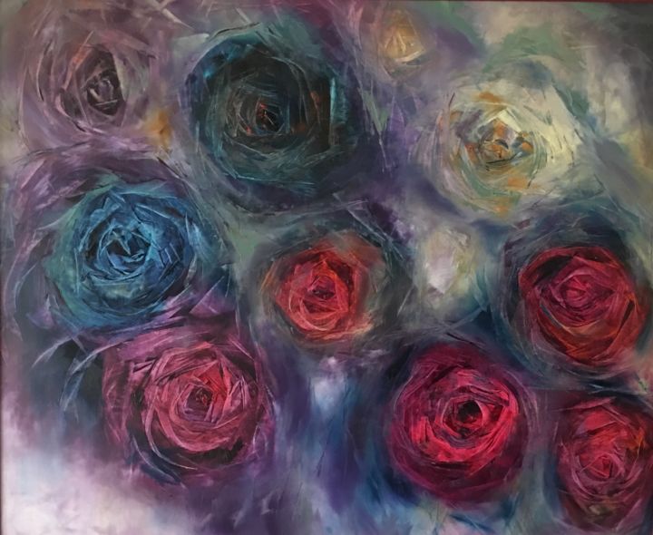 Malarstwo zatytułowany „Purple Love II” autorstwa Khrystyna Kozyuk, Oryginalna praca, Olej
