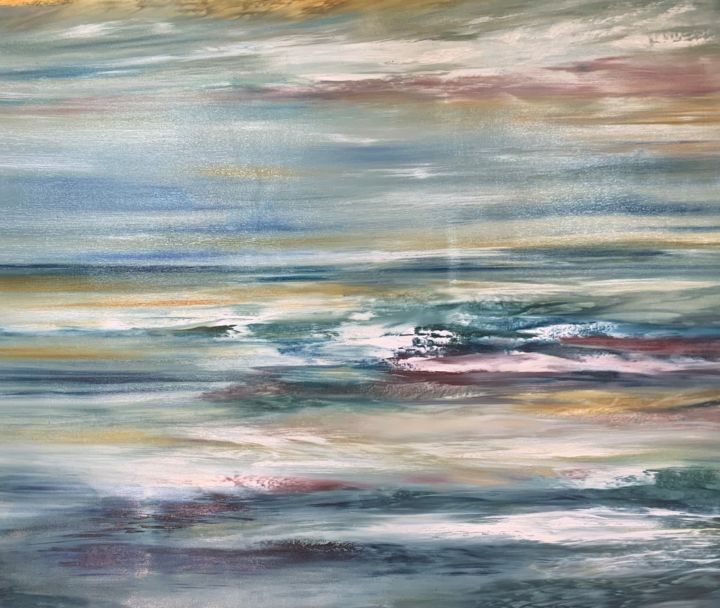 Painting titled "Seaside waves" by Khrystyna Kozyuk, Original Art, Oil