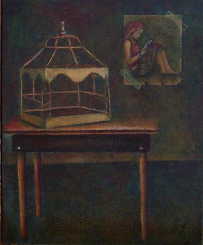 Painting titled "La cage" by K-Let, Original Artwork