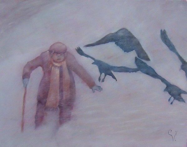 Painting titled "Sport d'hiver" by K-Let, Original Artwork