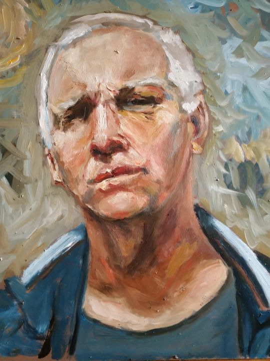 Painting titled "Portrait of a man" by Iurii Kabanov, Original Artwork, Oil