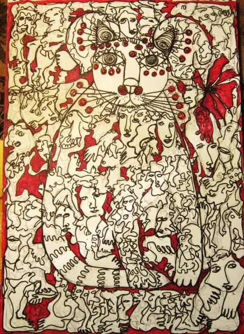 Peinture intitulée "Monsieur le chat sé…" par Artiste Kabian, Œuvre d'art originale, Huile