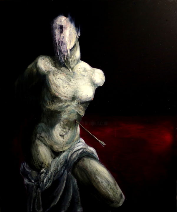 Картина под названием "Saint Sebastian" - Kacper Piskorowski, Подлинное произведение искусства, Масло Установлен на Деревянн…
