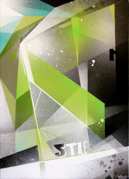 Malerei mit dem Titel "GREEN STYLE" von Kade, Original-Kunstwerk, Sprühfarbe