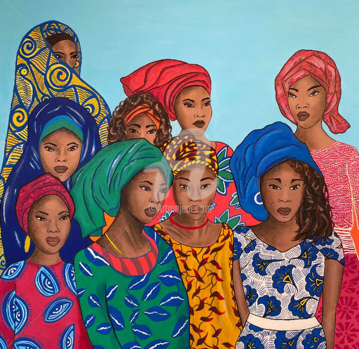 Peinture intitulée "Africaines" par Kadjalli, Œuvre d'art originale, Acrylique