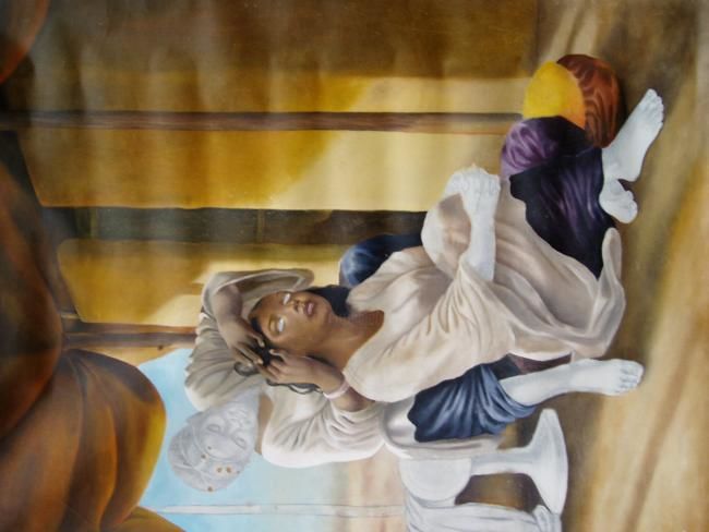 Painting titled "tresseuses" by Kadriart-Niger, Original Artwork