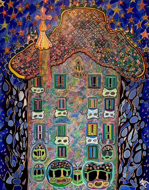Peinture intitulée "Rêve de Gaudi" par Kaël, Œuvre d'art originale, Acrylique