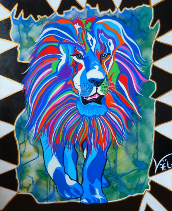 Peinture intitulée "The King of Africa" par Kaël, Œuvre d'art originale, Acrylique Monté sur Châssis en bois