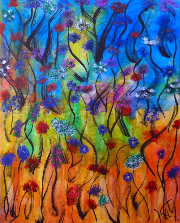 Peinture intitulée "Fukushima flowers" par Kaël, Œuvre d'art originale, Acrylique Monté sur Châssis en bois