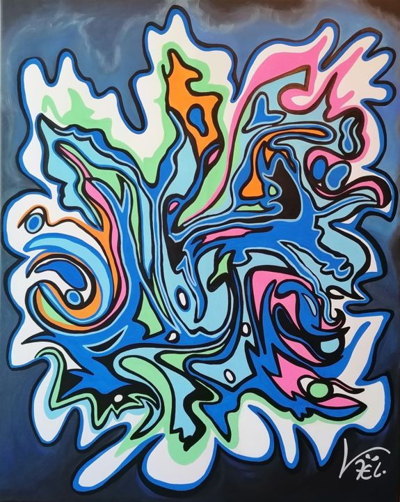 Peinture intitulée "Genèse" par Kaël, Œuvre d'art originale, Acrylique Monté sur Châssis