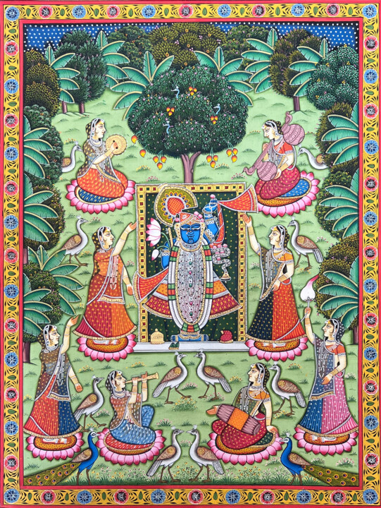 Pittura intitolato "Pichwai Painting (…" da Kailesh Jee, Opera d'arte originale, Acrilico