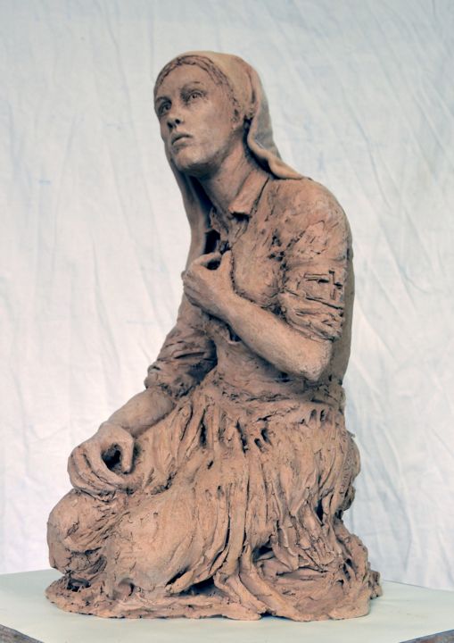 Sculpture intitulée "L'ange blanc" par Kainou, Œuvre d'art originale, Terre cuite