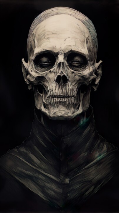 Digitale Kunst mit dem Titel "Death Mask" von Kajiro, Original-Kunstwerk, KI-generiertes Bild