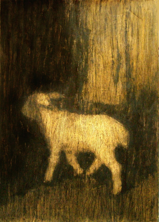 Картина под названием "The ram" - Kakhaber Demuradze, Подлинное произведение искусства