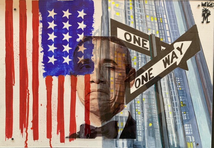Peinture intitulée "One way?" par Kako, Œuvre d'art originale, Acrylique Monté sur Panneau de bois
