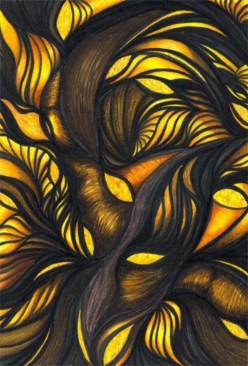 Drawing titled "Elementals - Fire" by Kalamate, Original Art,