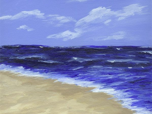 Painting titled "The Sea" by Kalamate, Original Artwork