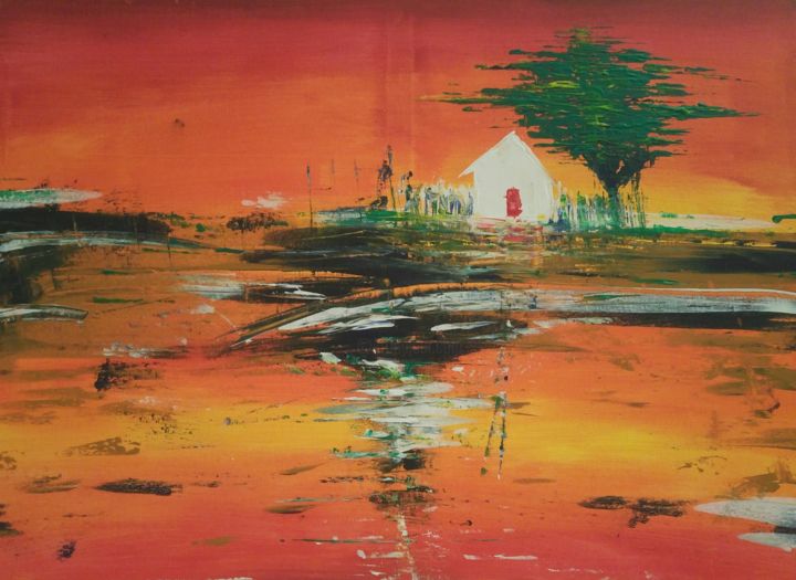 Pittura intitolato "Your Cottage" da Kalamity Jay, Opera d'arte originale, Acrilico