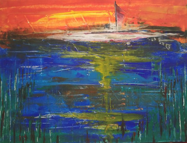 Painting titled "My Ship Is Going Aw…" by Kalamity Jay, Original Artwork, Acrylic
