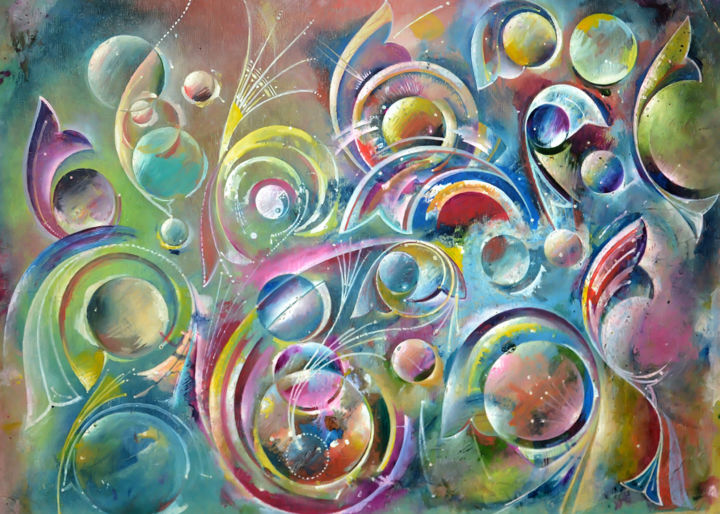 Картина под названием "painting of abstrac…" - Kalash Trader, Подлинное произведение искусства, Масло