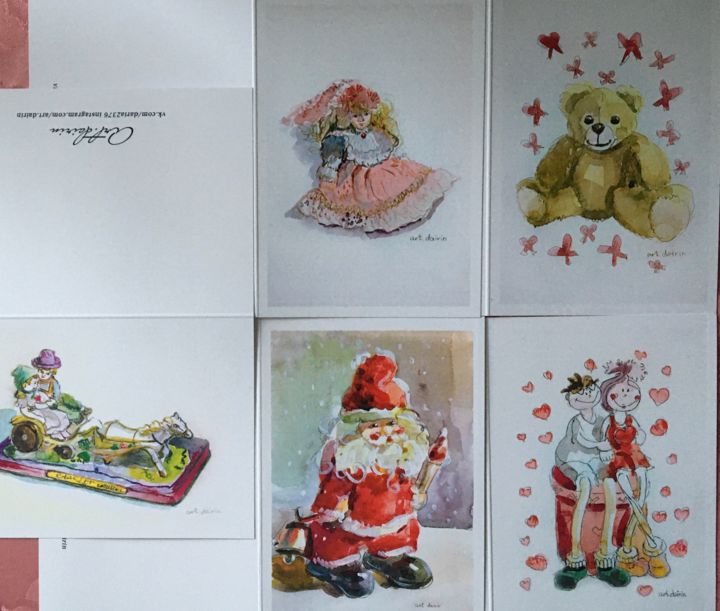 Картина под названием "Авторские открытки" - Дарья Калашникова, Подлинное произведение искусства, Цифровая печать