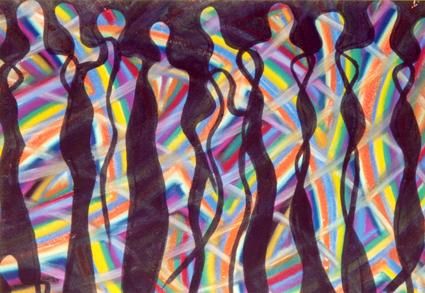 Painting titled "Silhouettes africai…" by Kaliart, Original Artwork