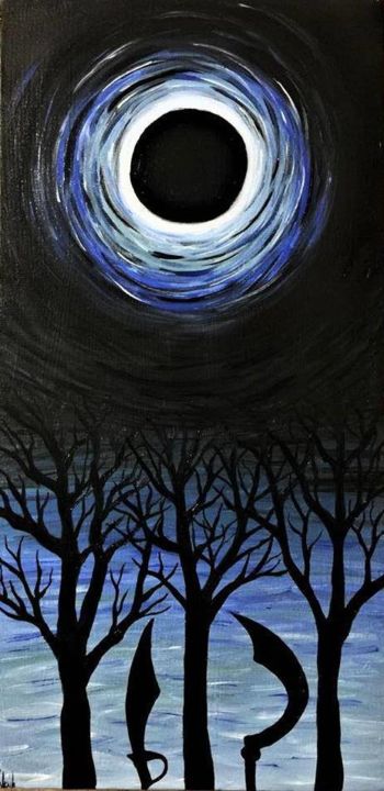 Pintura intitulada "Black Storm Moon -…" por Kaligula, Obras de arte originais, Óleo