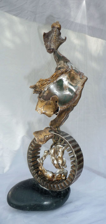 Sculpture intitulée "Bouddha Light" par Kalizae, Œuvre d'art originale, Métaux