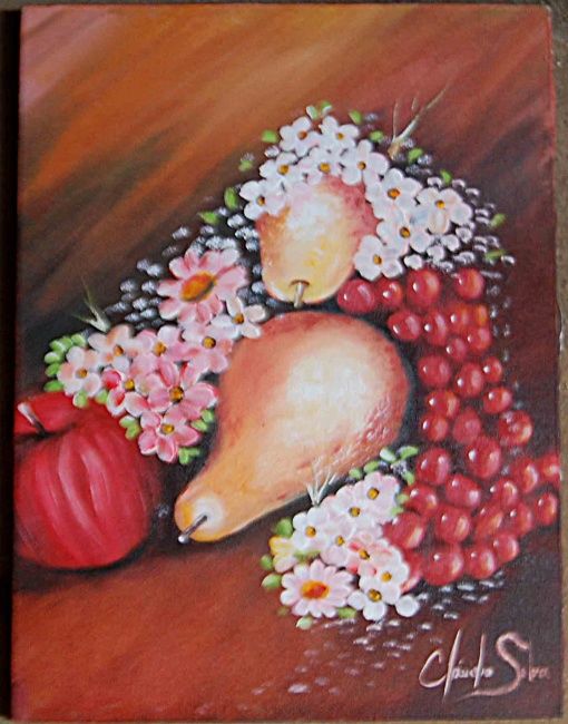 Painting titled "Flores e Frutos" by Kalludio, Original Artwork, Oil