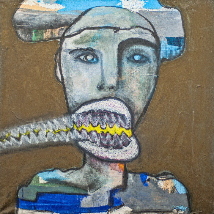 Painting titled "Toothache" by Kaloyan Nenkov, Original Artwork, Acrylic Mounted on Wood Stretcher frame
